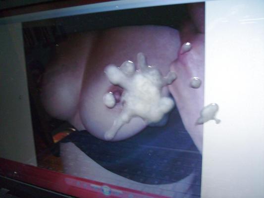 5P my cum on sexy milf's Trudi's tit's!