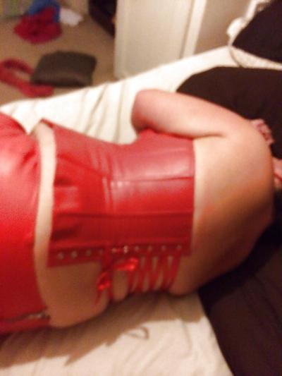 12P Sexy gangbang slut red corset.