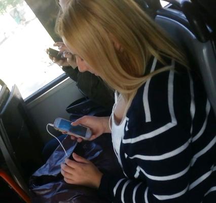 24P Spy old + young sexy bust in bus romanian