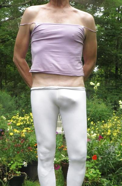 6P CD slut in tight, white spandex.