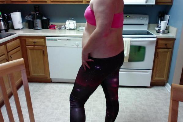 16P Rosa-weißer Tanga mit Leggings