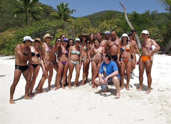 18P Nudist brunette in a crowd.