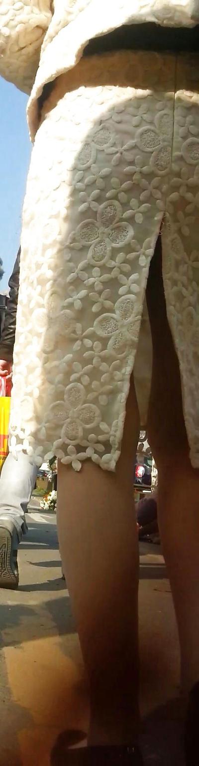 7P Spy sexy mature skirt and nylon romanian