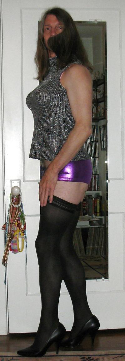 20P Crossdressing - Black Booty Shorts and Purple Spanky Pants