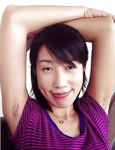 23P Asians girls showing hairy armpits