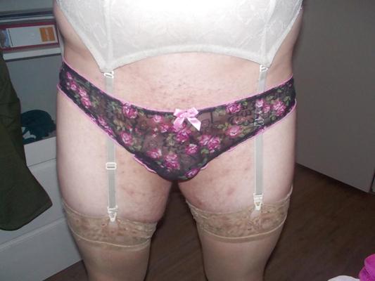 24P Big shaved cock in panties and thong