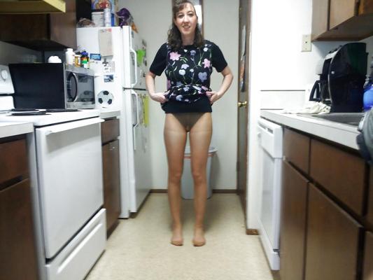 4P My wife in dress and pantyhose.