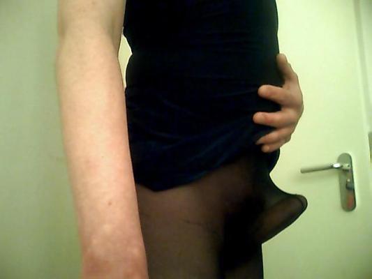 12P Blue dress and black pantyhose