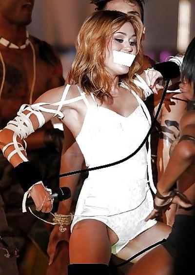 8P Miley Cyrus Bound Slutty Slave