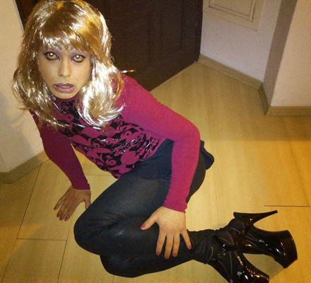13P Blond bimbo sissy faggot slut