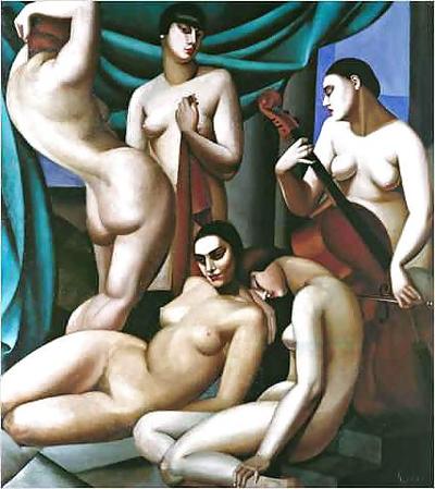 25P Erotic Art Deco Painting of Tamara de Lempicka