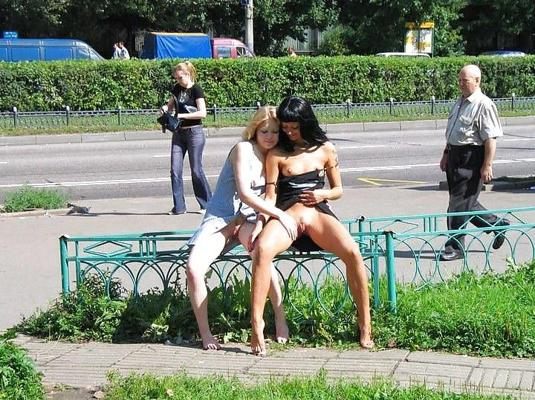 25P Public pussy and tit flashing. Street sluts.