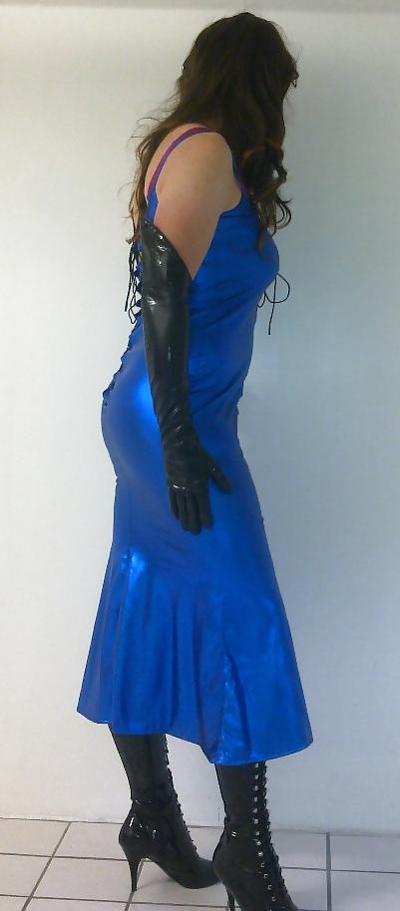 6P Shiny blue dress cd tv sissy