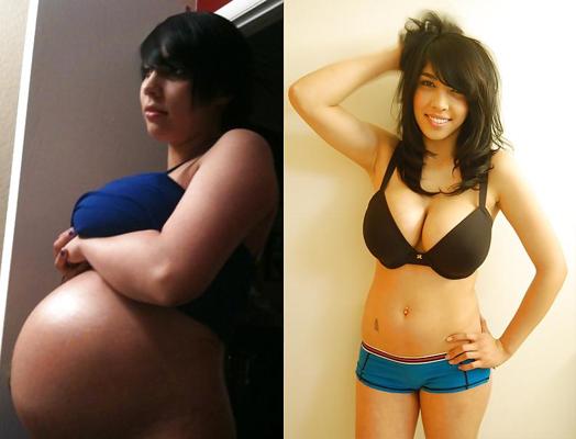 8P Pregnant before and after