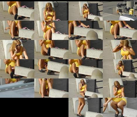 4P Hot sexy babe sitting on the street