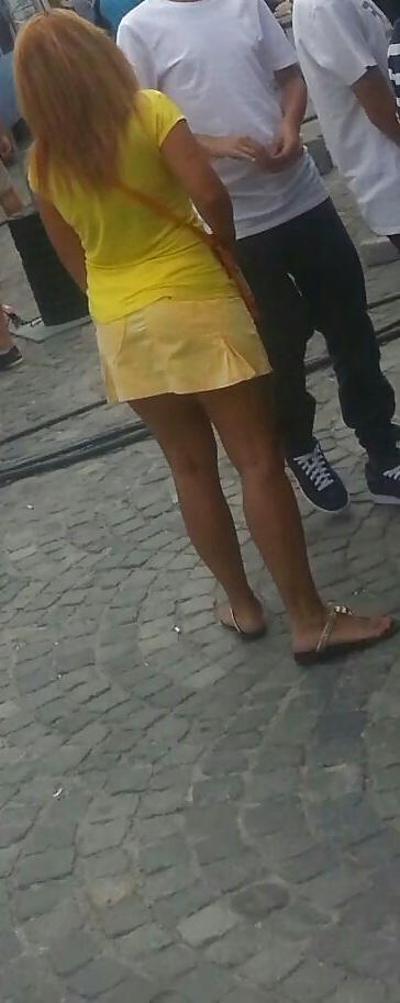 7P Spy blonde hot skirt and feet romanian