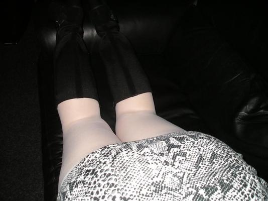 17P My girlfriend wearing white tights pantyhose and boots