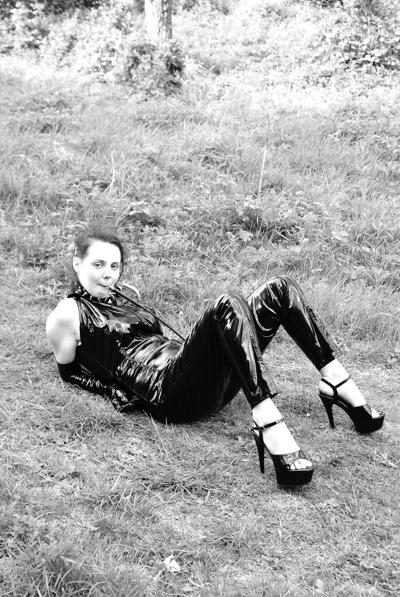 25P Mistress catsuit outside