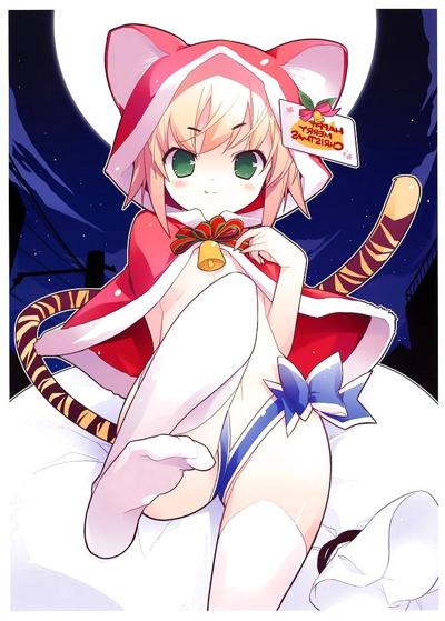 25P Anime style: hot legs and feet in Christmas outfit