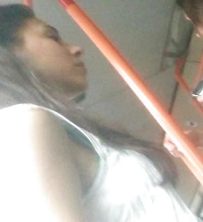 18P Spy sexy women boobs in bus romanian