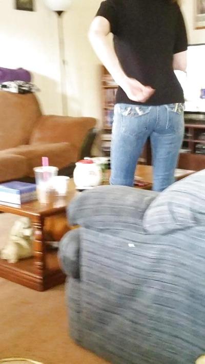 22P My wife's Hot Ass in Tight get your cock hard Jeans.