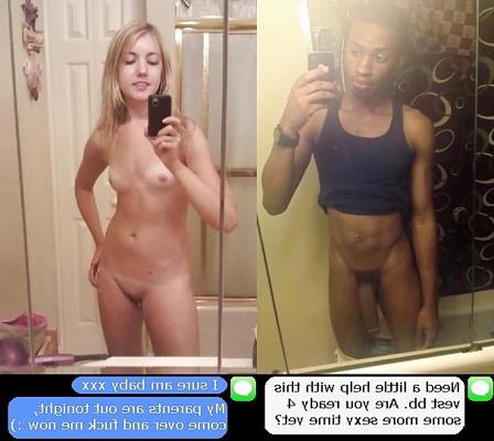 7P 黒人の恋人たちにメッセージを送る白人女性の写真 4