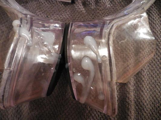 20P Big cum on clear High Heels
