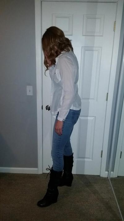 8P Getting ready in boots and jeans