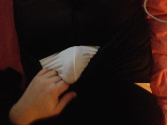 9P Black slip white panties 