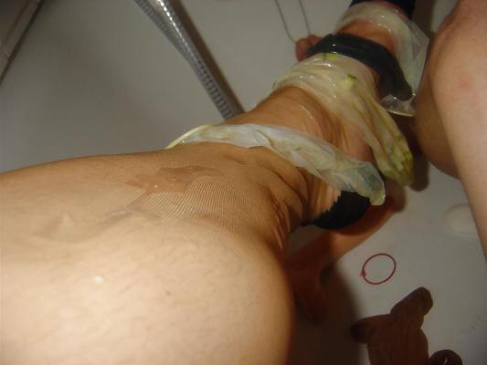 25P Nylon and condom play