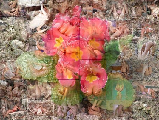 18P Mosaik Blumen Arsch Schwänze Titten Art