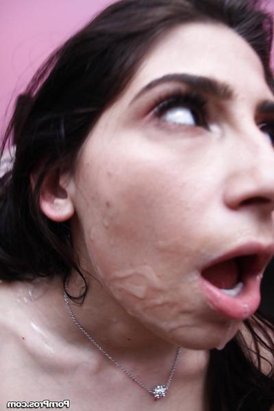 16P Latina teenager Allie Jordan licking large cock while giving blowjob