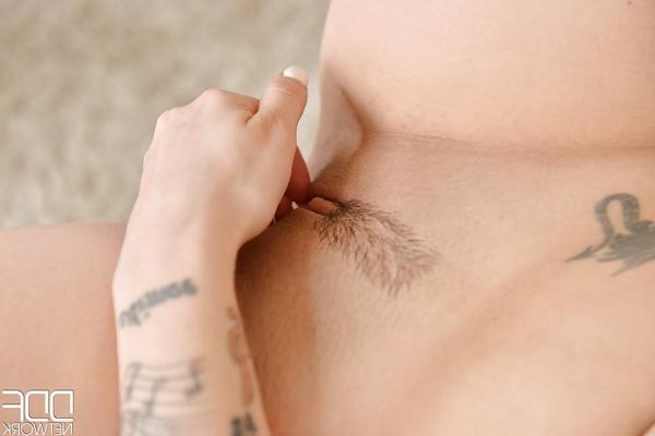 16P Short haired MILF Brook Scott licking own nipples with pierced tongue