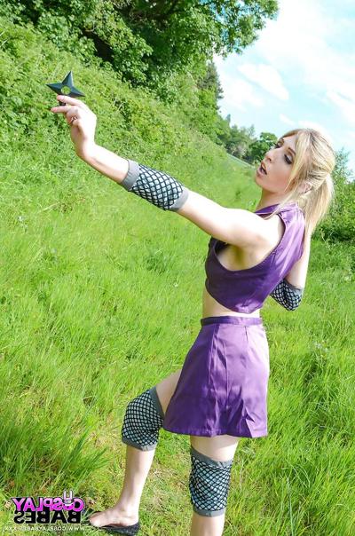 16P Kinky blonde babe Jessica Jensen playing around in a ninja outfit