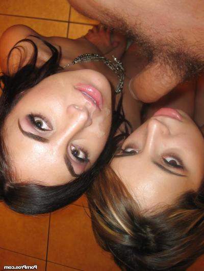 16P Young girls Rosalie and Kim having threesome sex with big cock
