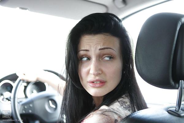16P Pornstar Aletta Ocean is pissing outdoor and exposes her breast
