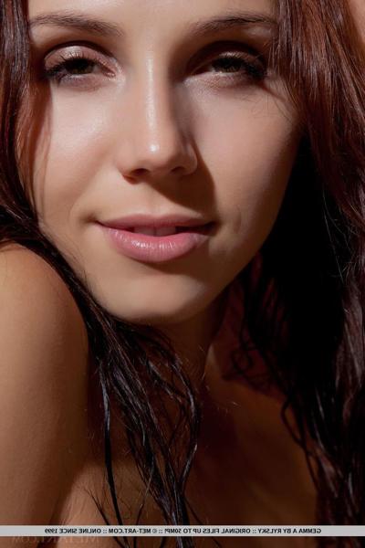 18P Irresistible brunette maiden Gemma A strips down in the bathroom