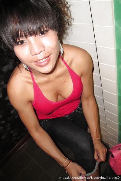 16P Ladyboy Carrott gives sloppy blowjob and has cum dripping from ass