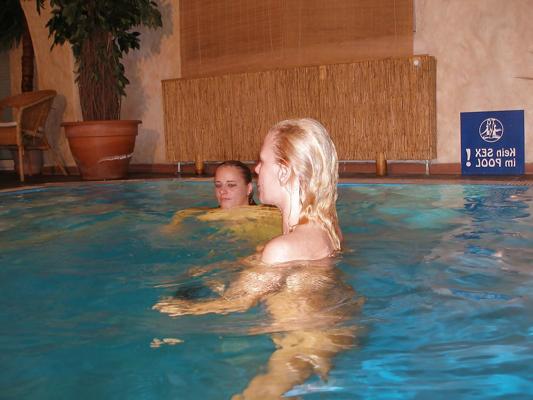 16P European lesbian pornstars pornstars lick and toy twats underwater in pool