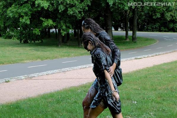 16P Fetish babes Gina Killmer & Tatiana Milovani having fun in public place
