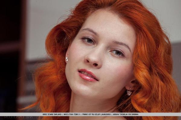 17P Natural redhead teen Ambre spreading legs wide open for naked upskirt