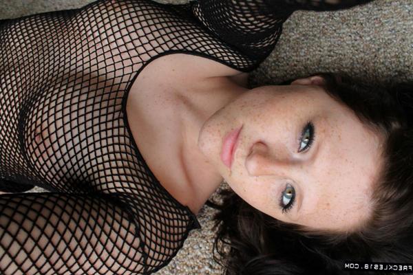 12P Freckle faced teenager Freckles 18 taking selfies in see thru mesh dress