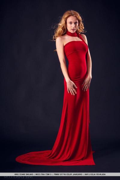 18P Blonde beauty Aislin strips out of her sexy red dress