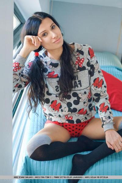 18P Brunette babe Alecto strips naked for you in "Maltey"
