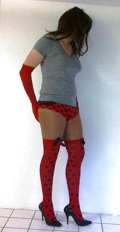 22P Me in cute ladybug stockings and panties cd tv sissy 
