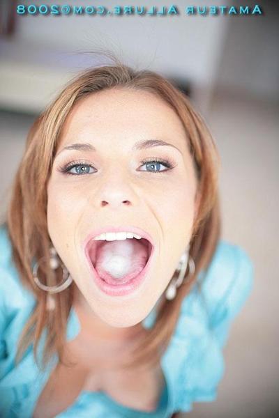 16P Stunning busty beauty posing sucking hard cock eats semen
