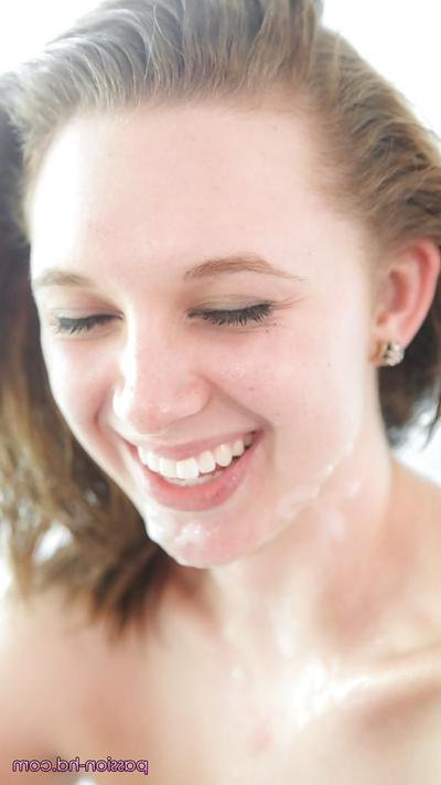 16P Teen with perfect big tits and body Brooke Wylde is soaked with cum