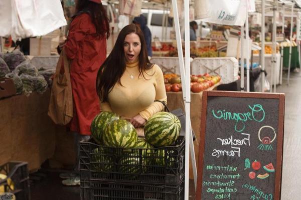 8P Busty coed Angela White teases in her sexy sweater