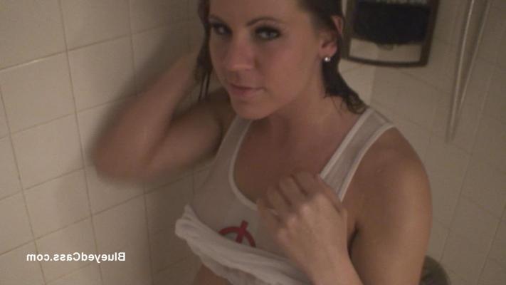15P Screencaps of Blueyed Cass getting her white shirt all wet