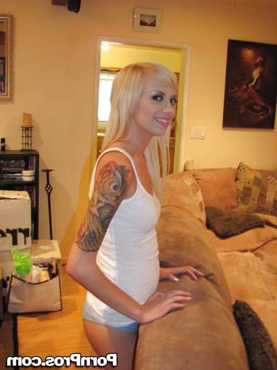 16P Blonde teen babe Emma Mae shows her melons and her juicy twat
